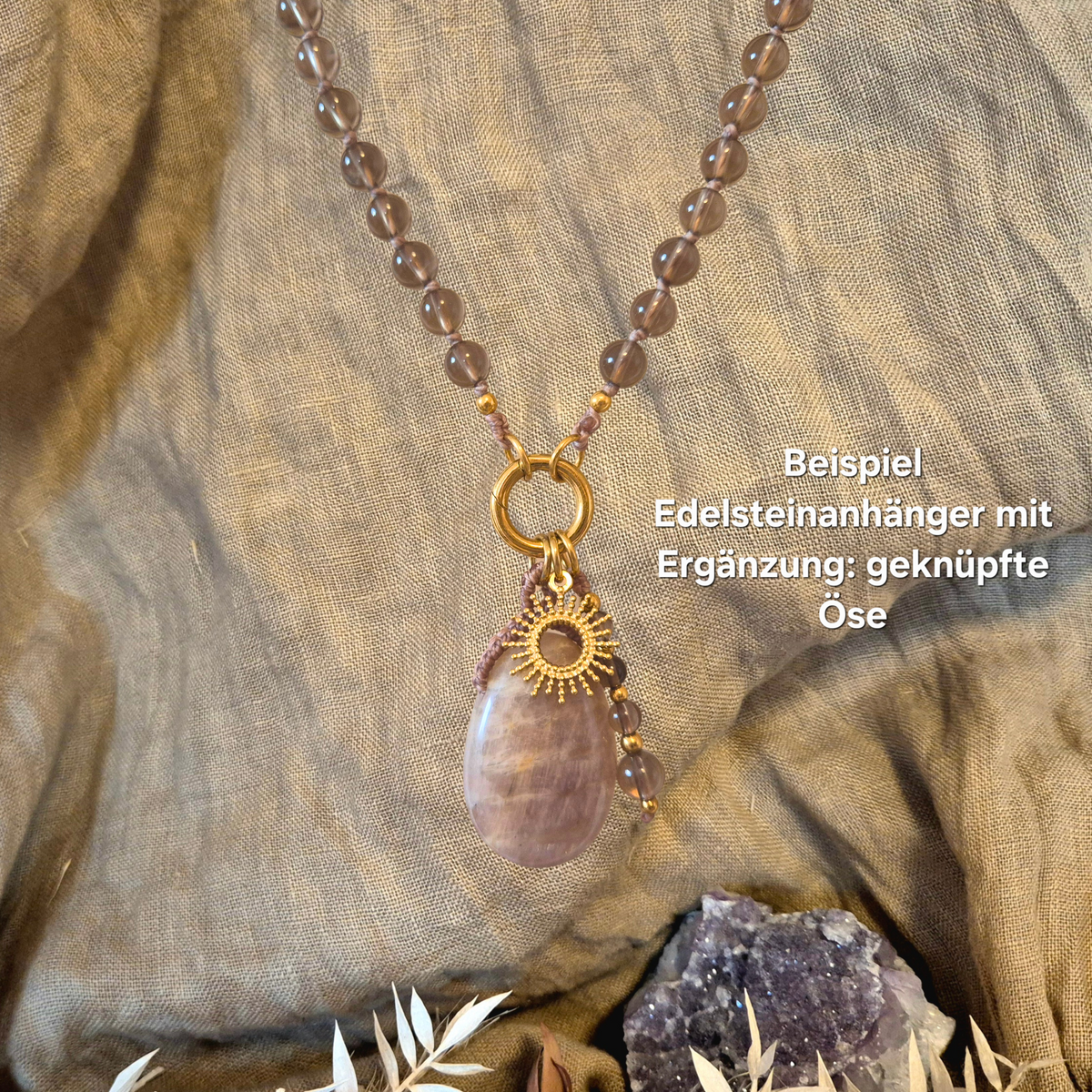Geknüpfte Öse für Edelsteinanhänger als Ergänzung Mix&Match
