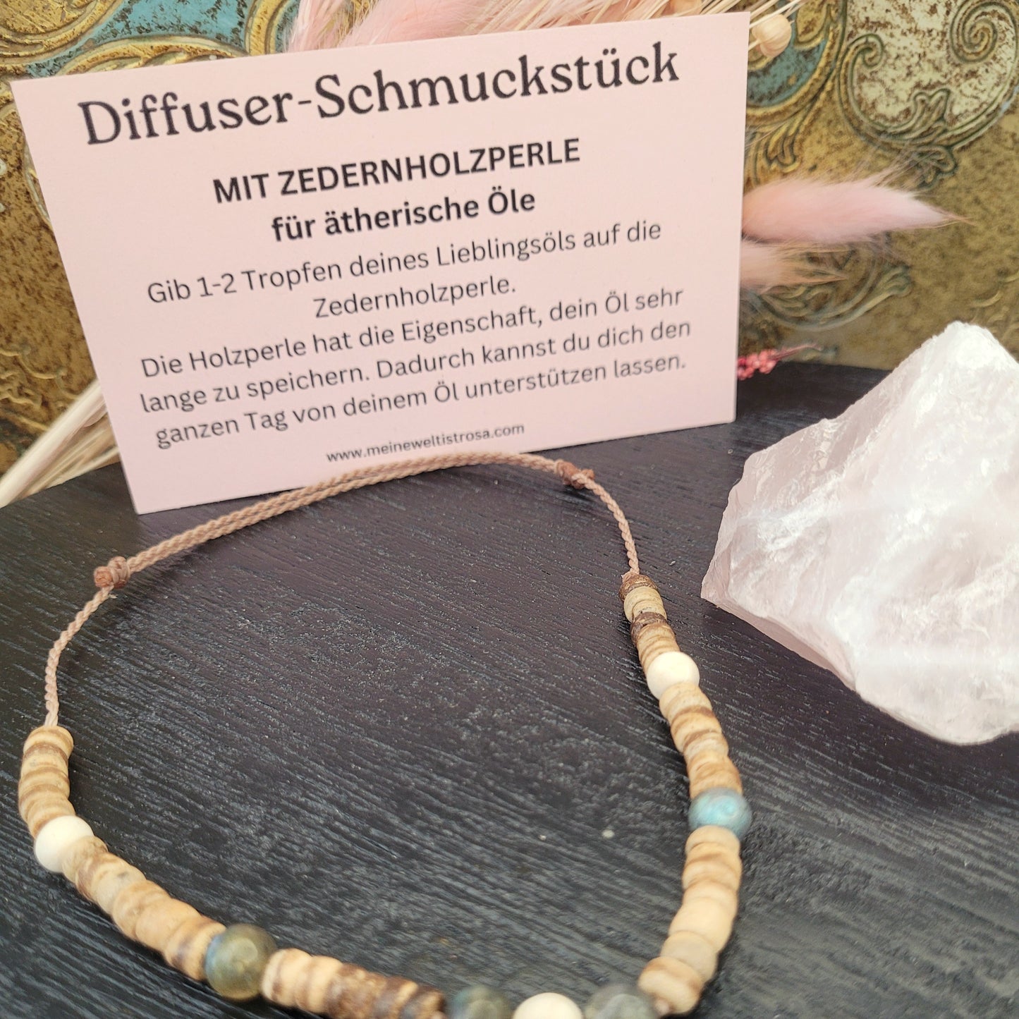 GESTALTE DEIN UNIKAT -Body Diffuser Fußband oder Armband mit Kokos und Zedernholzperlen