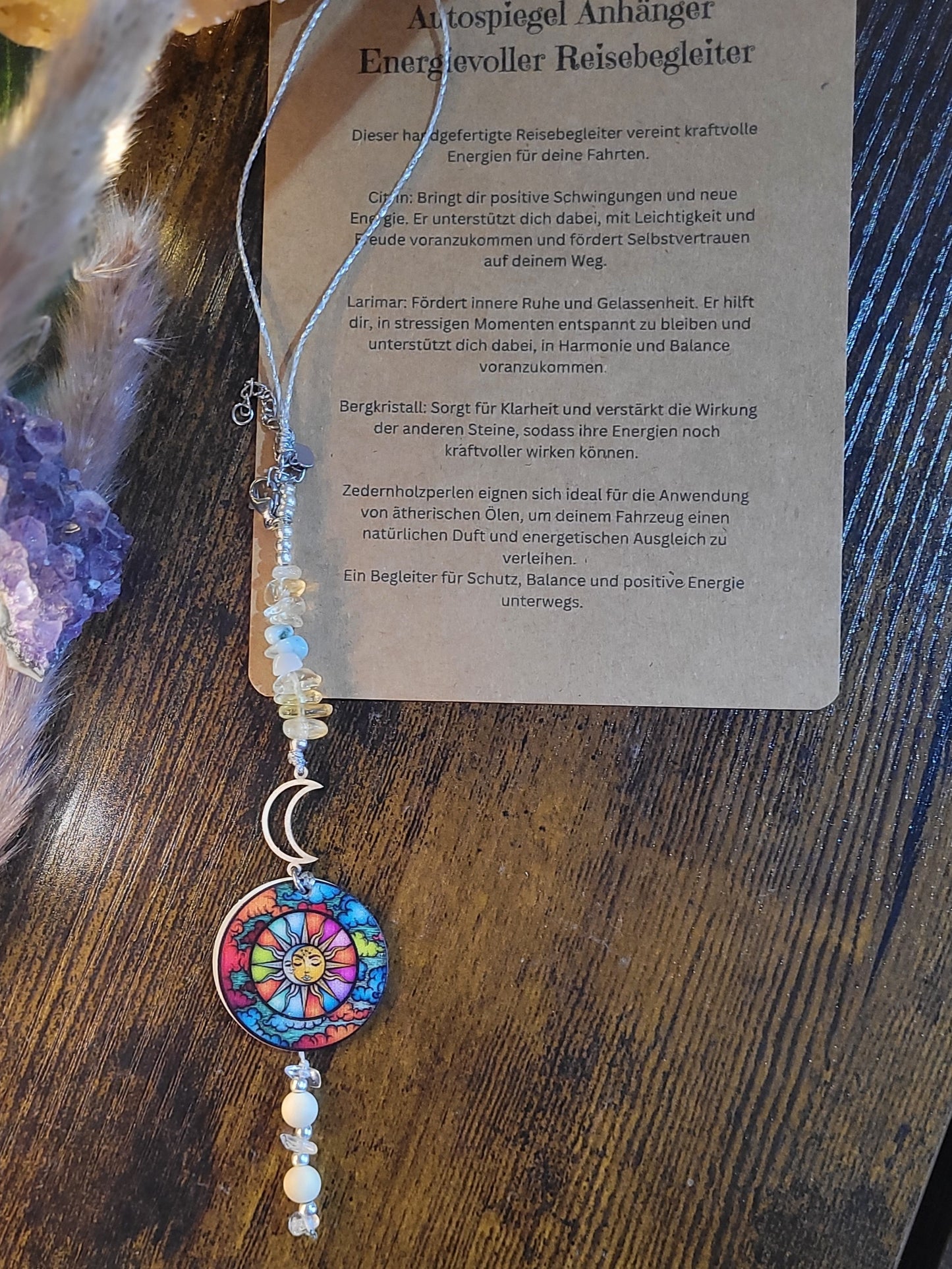 Autospiegel-Anhänger/Duftbaum -Energievoller Reisebegleiter bunte Sonne