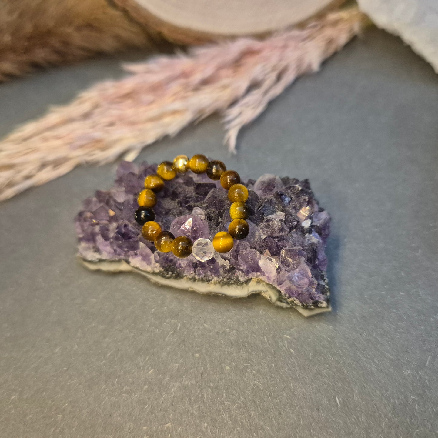 🚚Tigerauge-Ring mit facettierter Bergkristallkugel – Silber Größe (M 16-18mm)