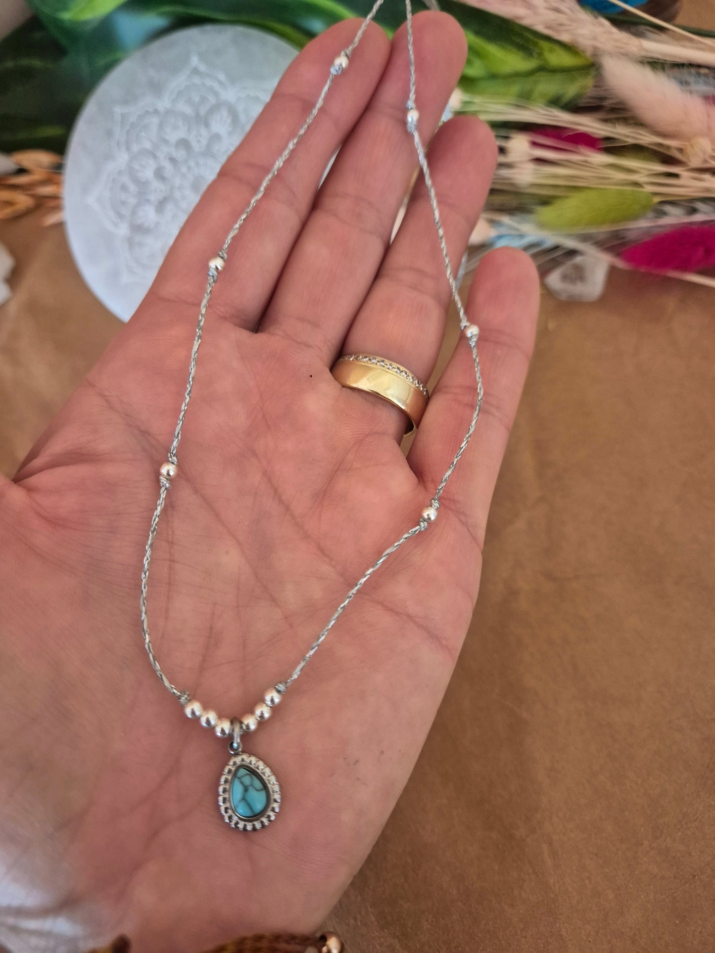 Kette "Alma" Türkis Gold/Silber