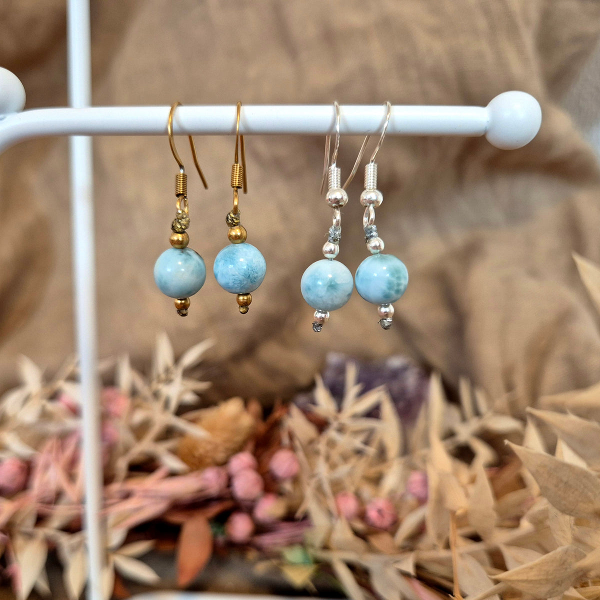 LARIMAR Ohrringe an Ohrhaken