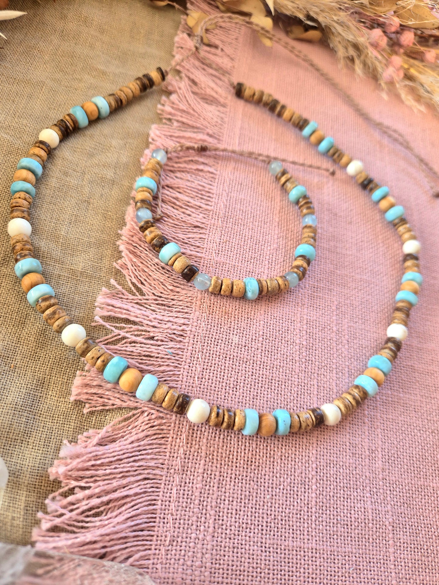Sommerkette/Armband "Coco bello" mit Larimar