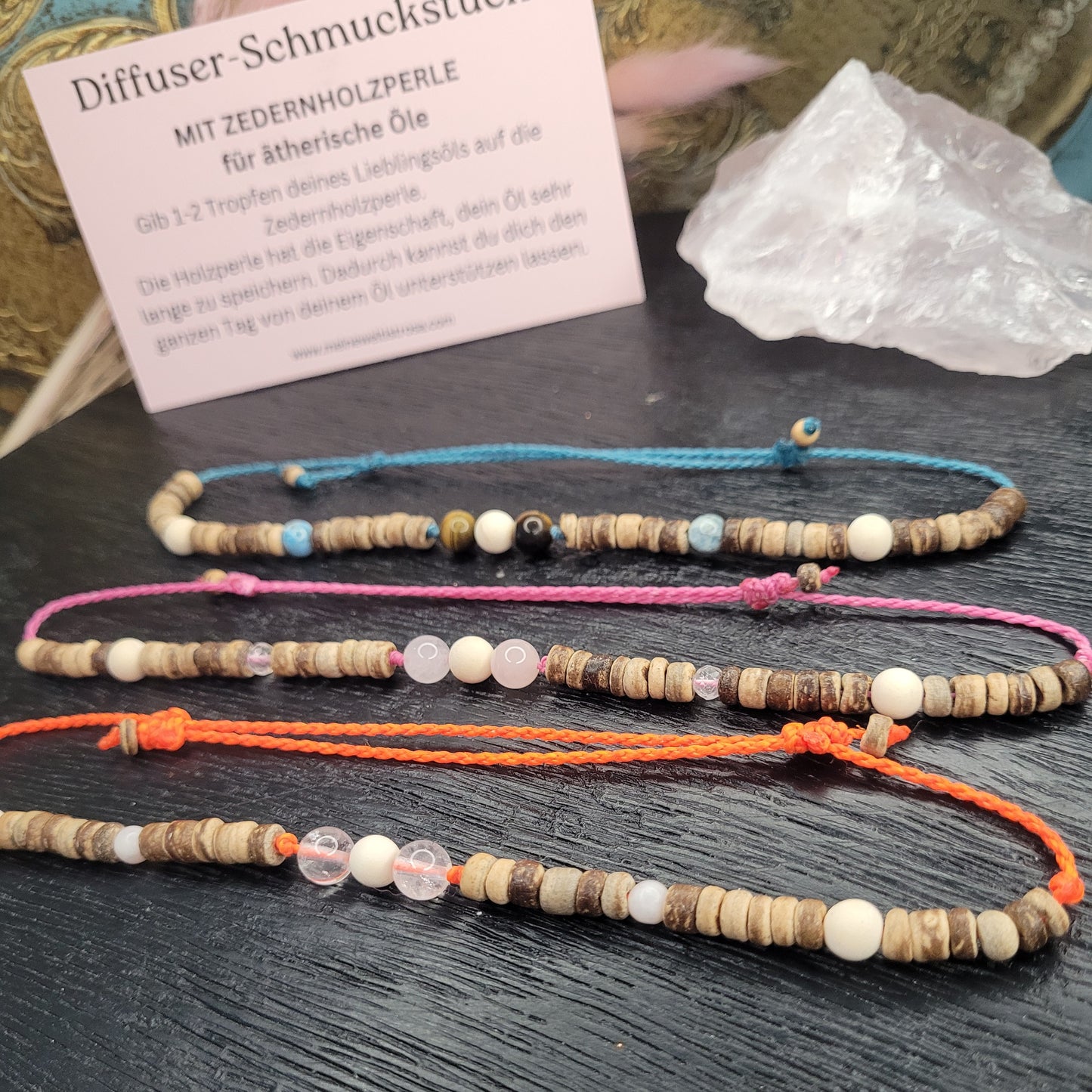 GESTALTE DEIN UNIKAT -Body Diffuser Fußband oder Armband mit Kokos und Zedernholzperlen