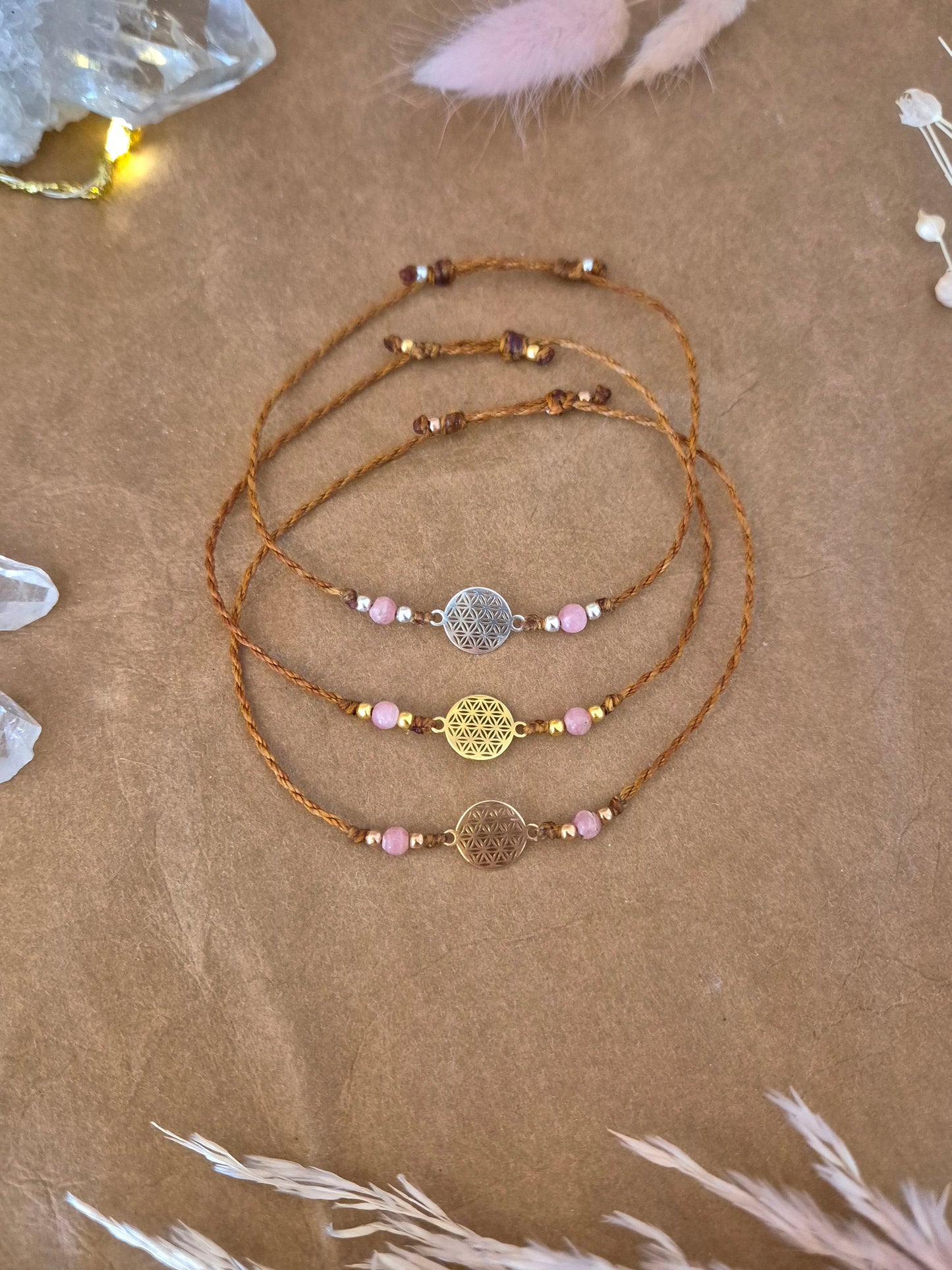 Vivara Lebensblume Kette/Armband Rhodochrosit