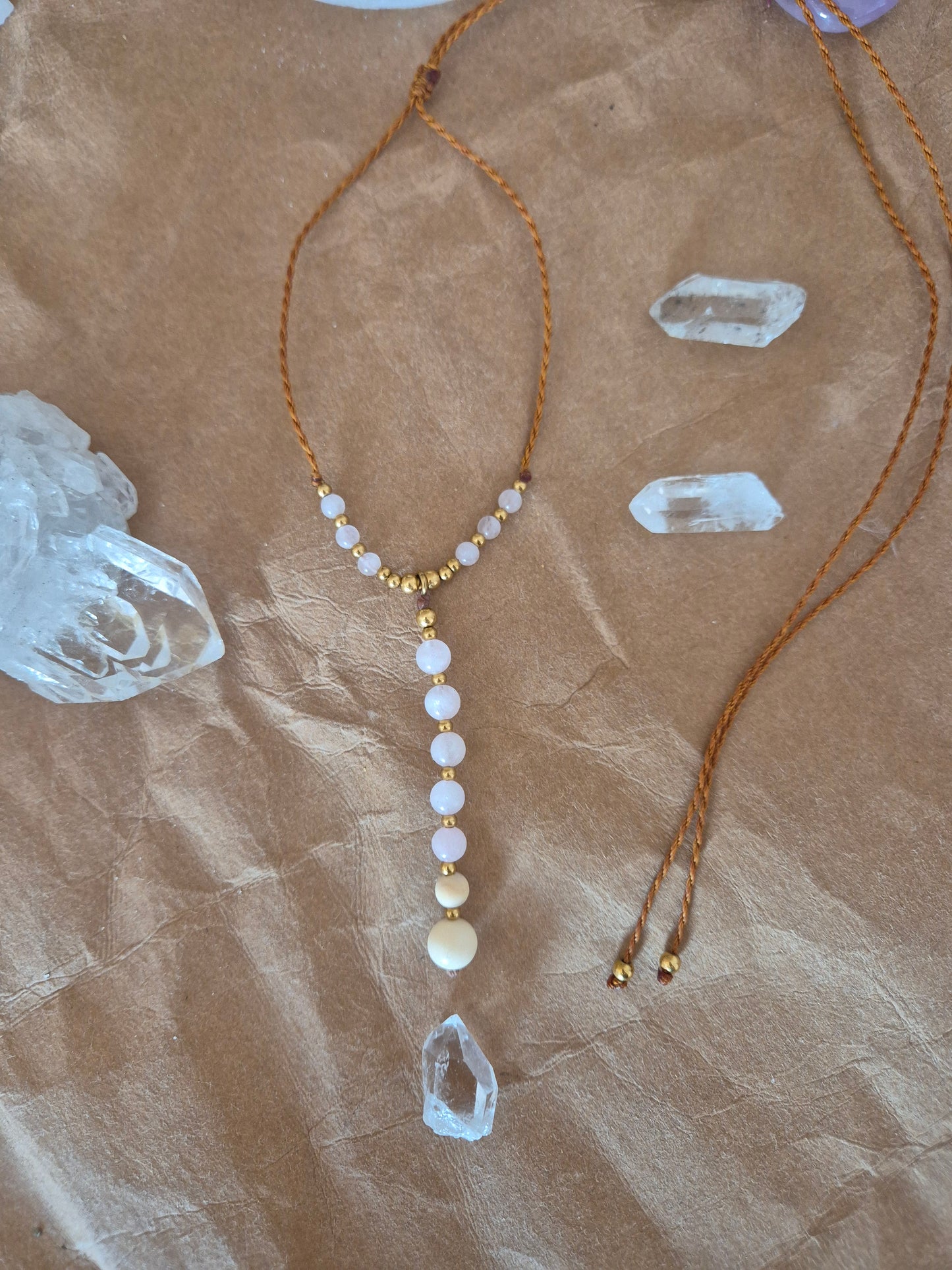 🚚Herzlicht – Kette mit Rosenquarz, Zedernholz & Weihrauch