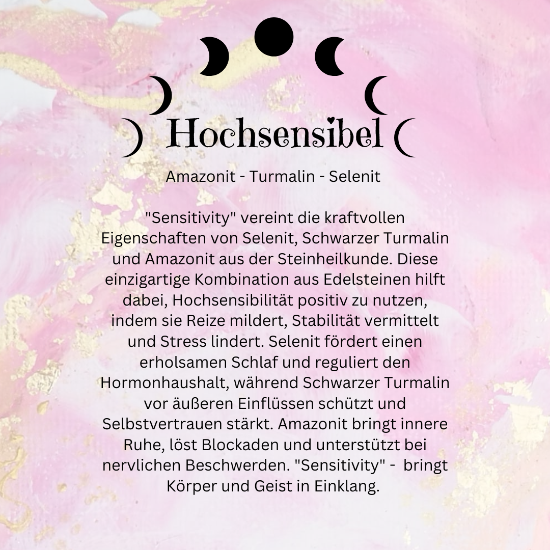 Heilsteinkette mit Feder Echtsilber "Hochsensibel" Schwarz