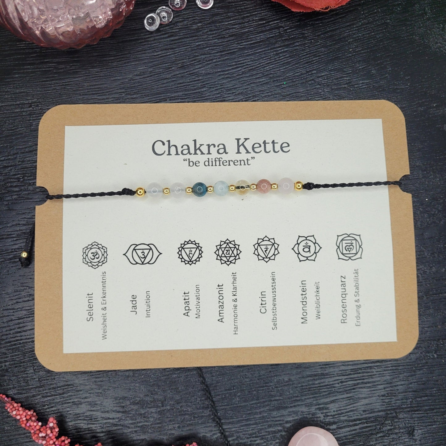 Chakra Kette "be different" mit Edelsteinen handgemacht