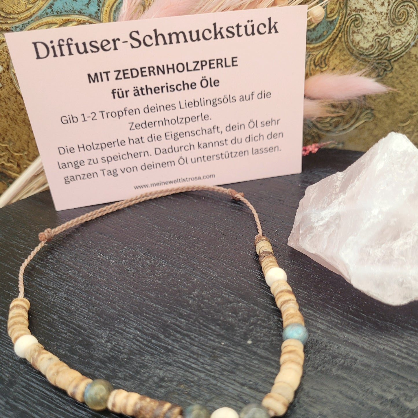 Body Diffuser Fußband oder Armband mit Kokos und Zedernholzperlen personalisierbar