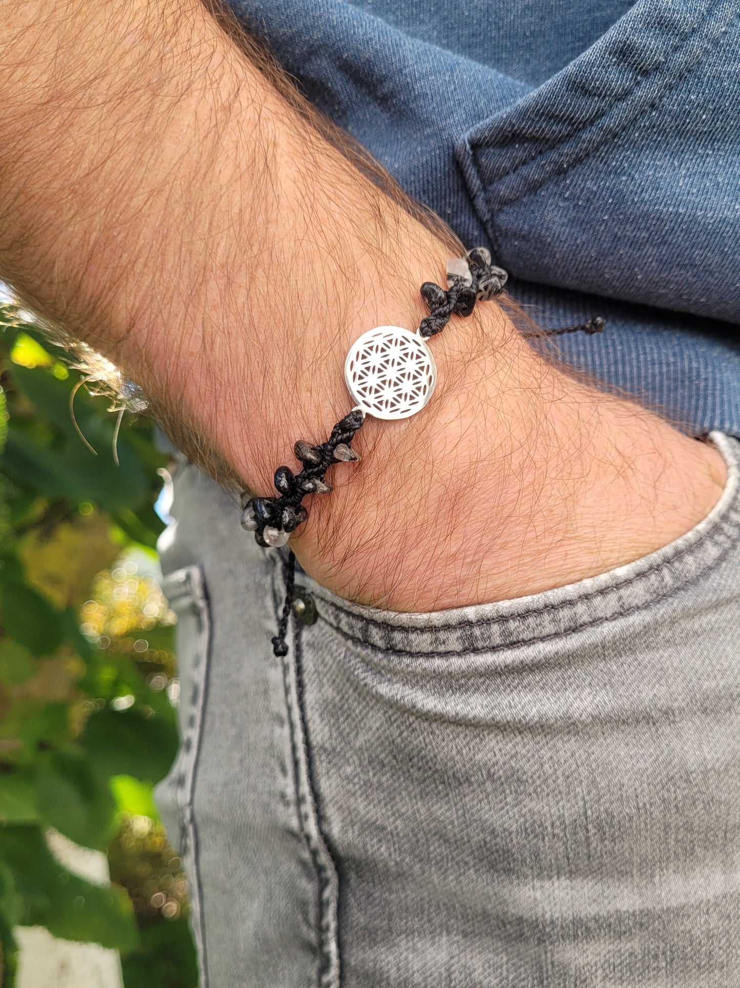 LEBENSBLUME Armband FOR MEN Edelstahl Turmalinquarz "Made in Croatia"