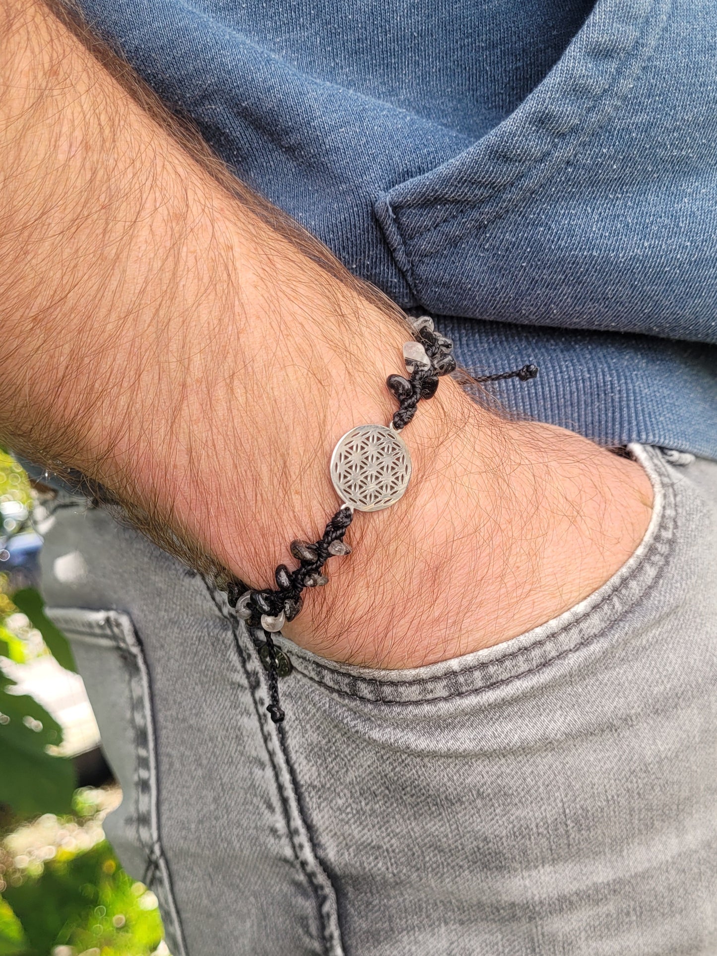 LEBENSBLUME Armband FOR MEN Edelstahl Turmalinquarz "Made in Croatia"