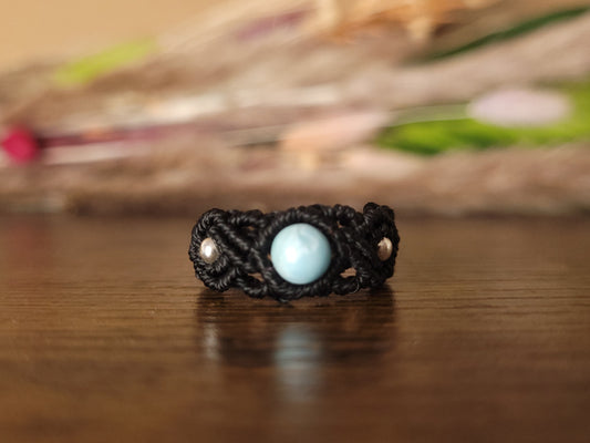 Magie des Oceans - Larimar Makramee Ring