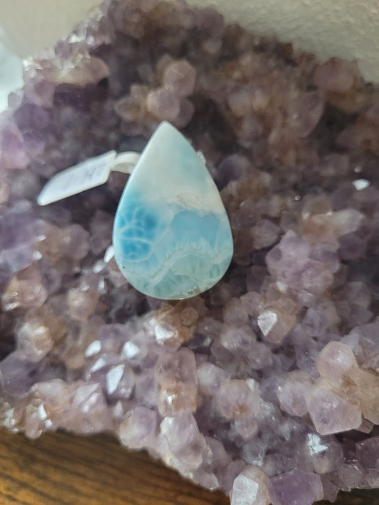 Larimar Edelsteinanhänger/gebohrter Cabochon LM1