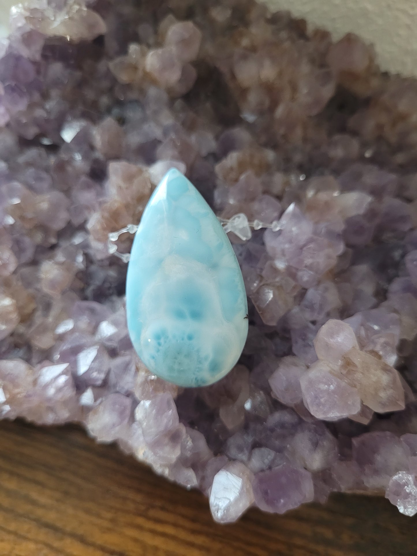 Larimar Edelsteinanhänger/gebohrter Cabochon LM2