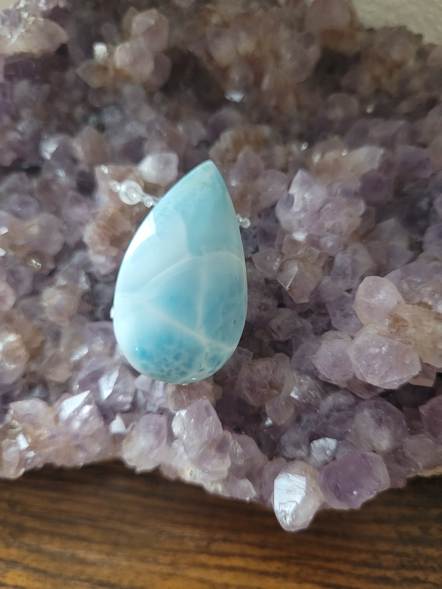 Larimar Edelsteinanhänger/gebohrter Cabochon LM8