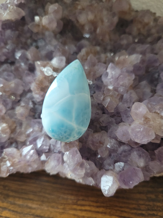 Larimar Edelsteinanhänger/gebohrter Cabochon LM8