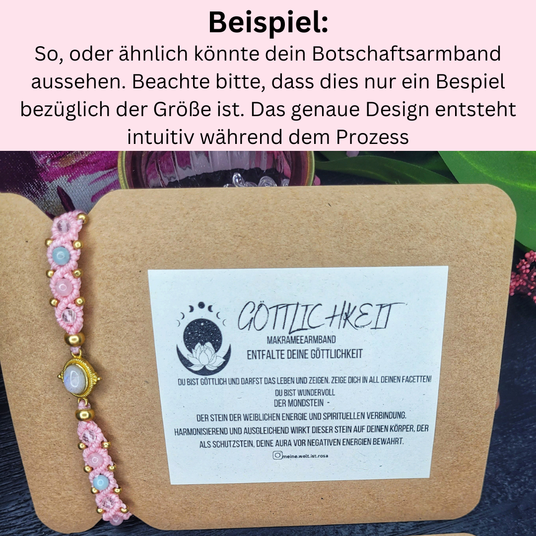 Beispiel für intuitiv erstelltes Armband mit Botschaft, Armkette mit Heilsteine und Botschaft