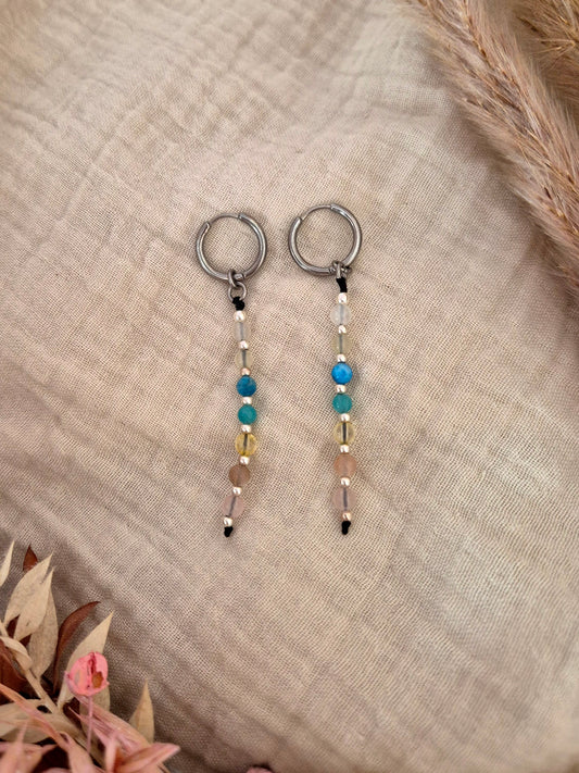 Klassische Chakra Creolen Ohrringe aus hochwertigem Stainless Steel in Silber, wasserfester Schmuck für Damen.