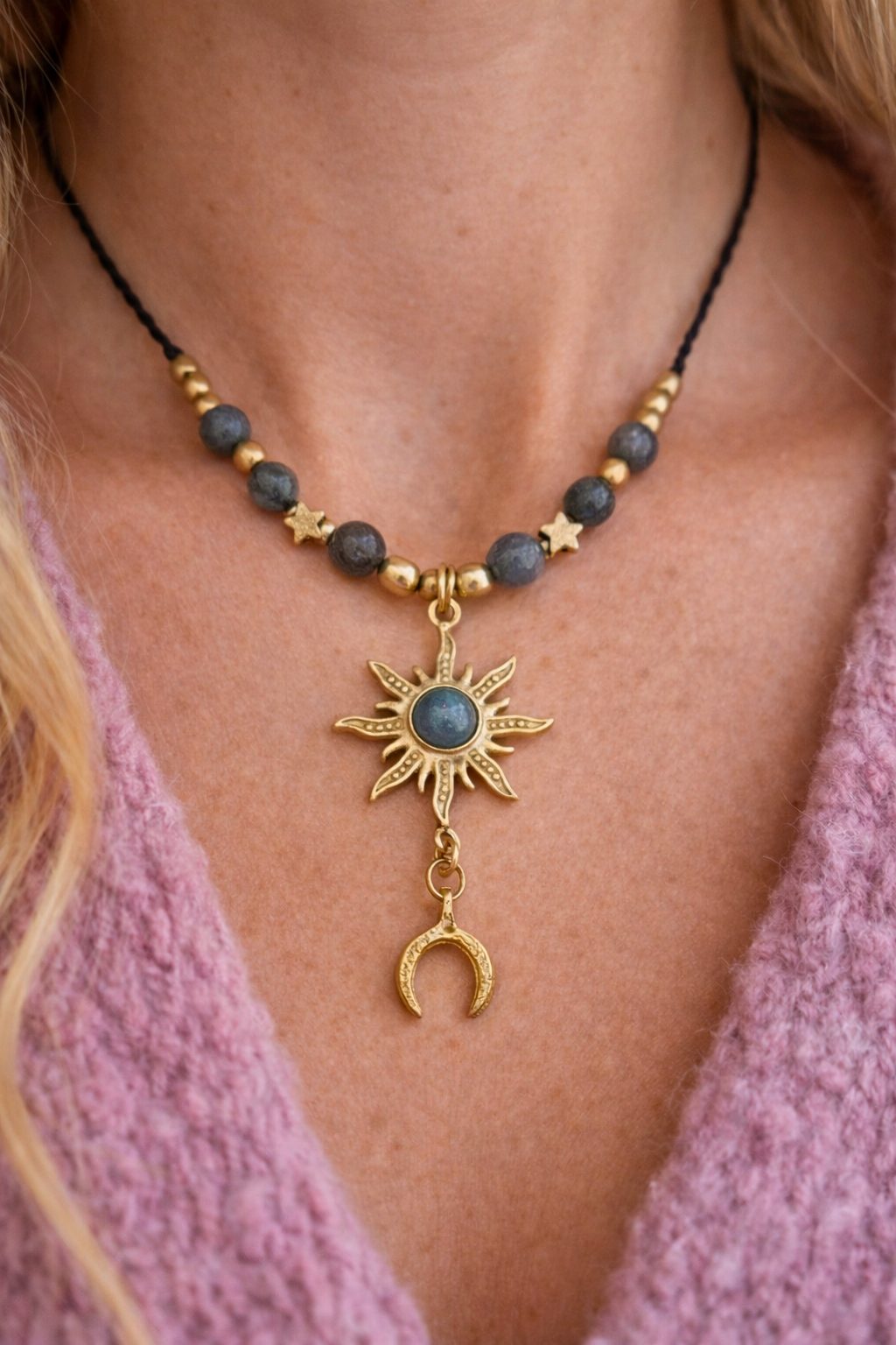 🚚 SOLUNA Kette Labradorit Schwarz