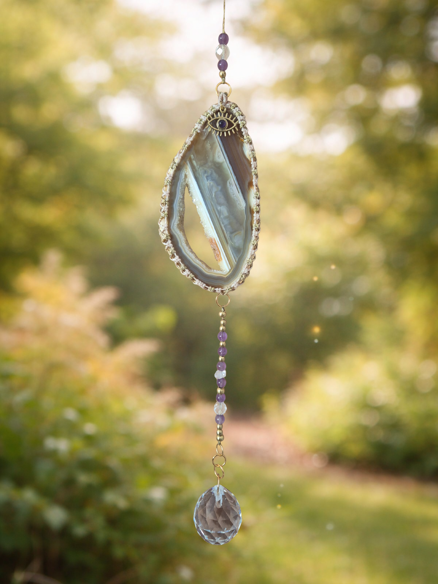 LUMARIA  Einzigartiger Sonnenfänger mit Achatscheibe & Amethyst