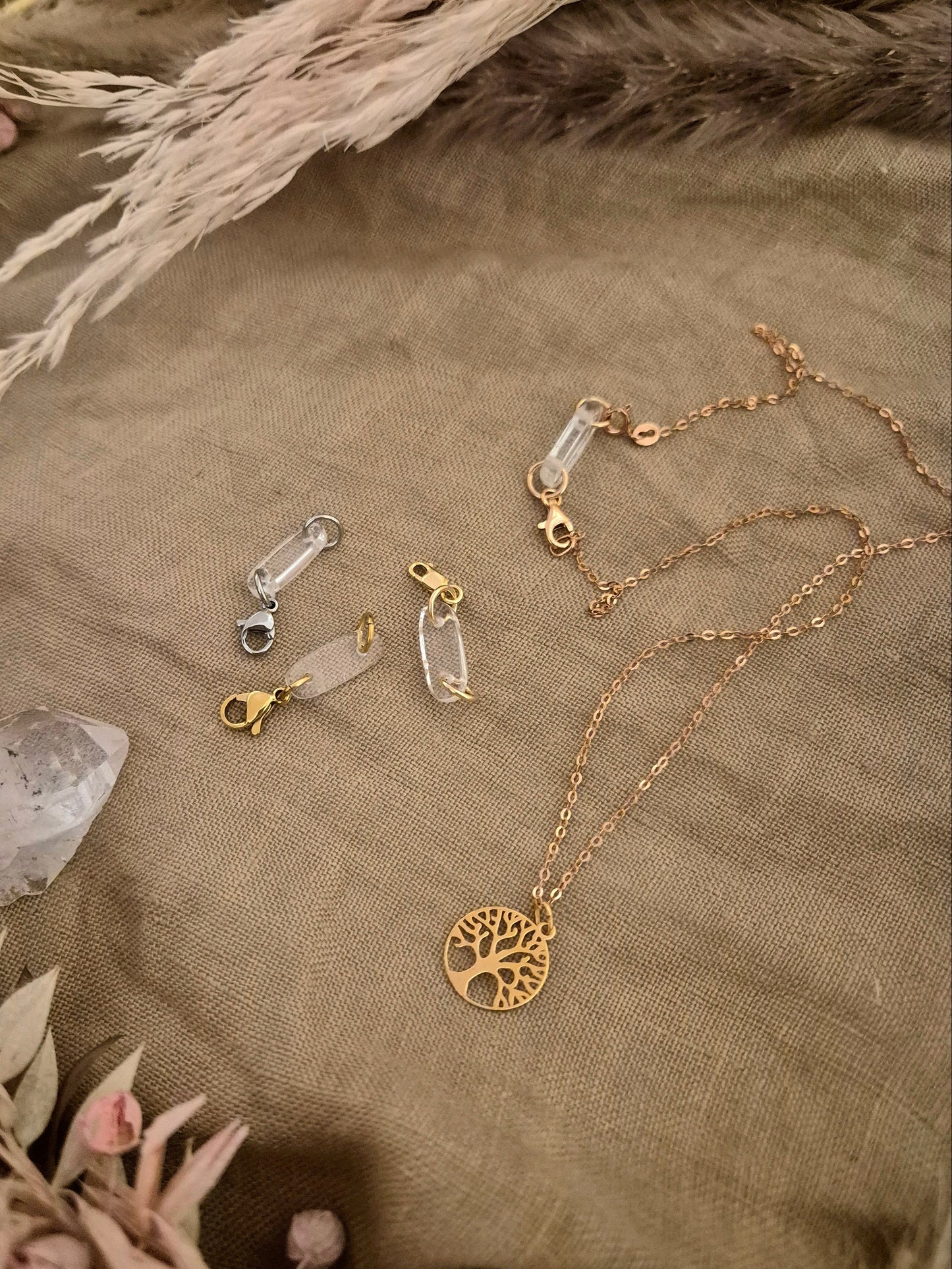 Kettenunterbrecher aus Bergkristall – GOLD - SILBER - ROSÉGOLD - GOLDFILLED