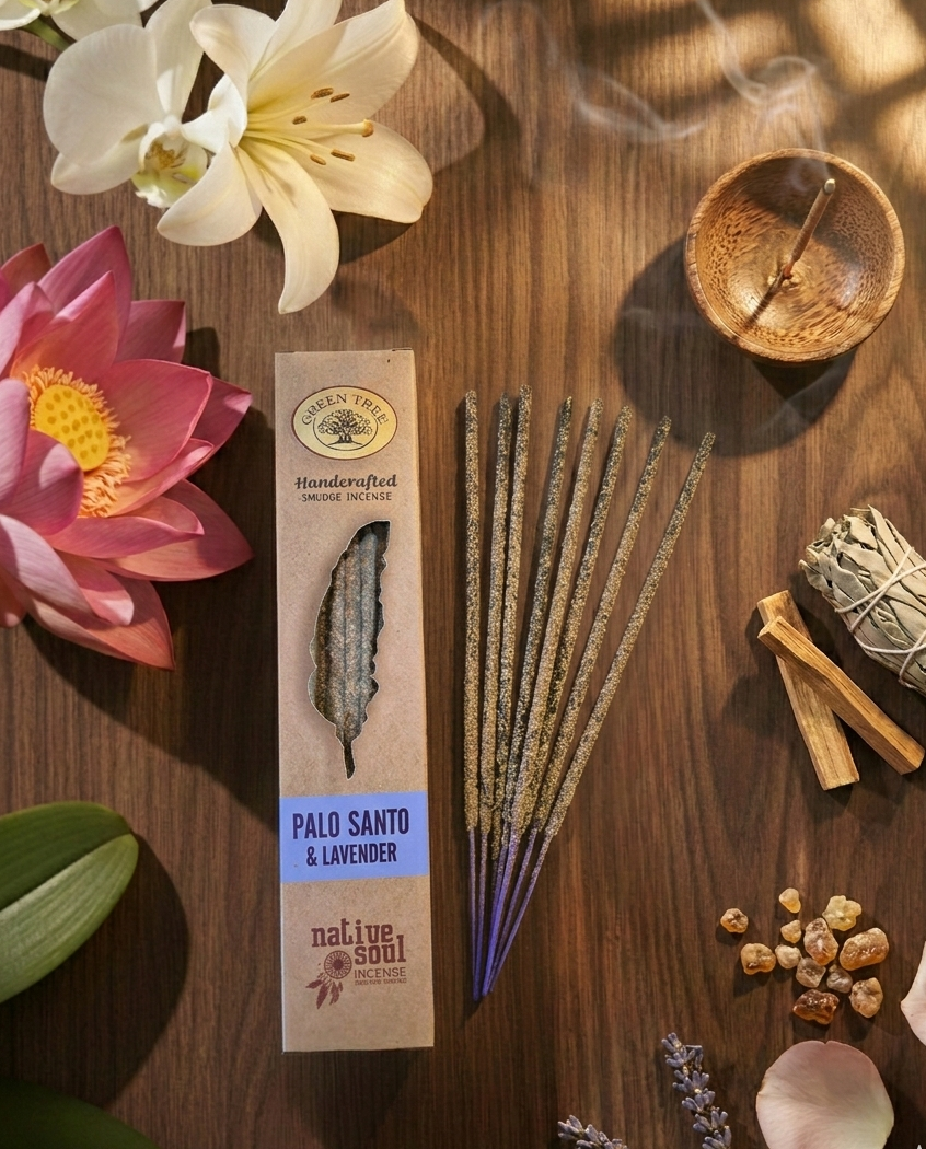 Native Soul Smudge Räucherstäbchen Palo Santo mit weißem Salbei und Lavendel – reinigender Duft für Energieklärung, Schutz und entspannte Atmosphäre