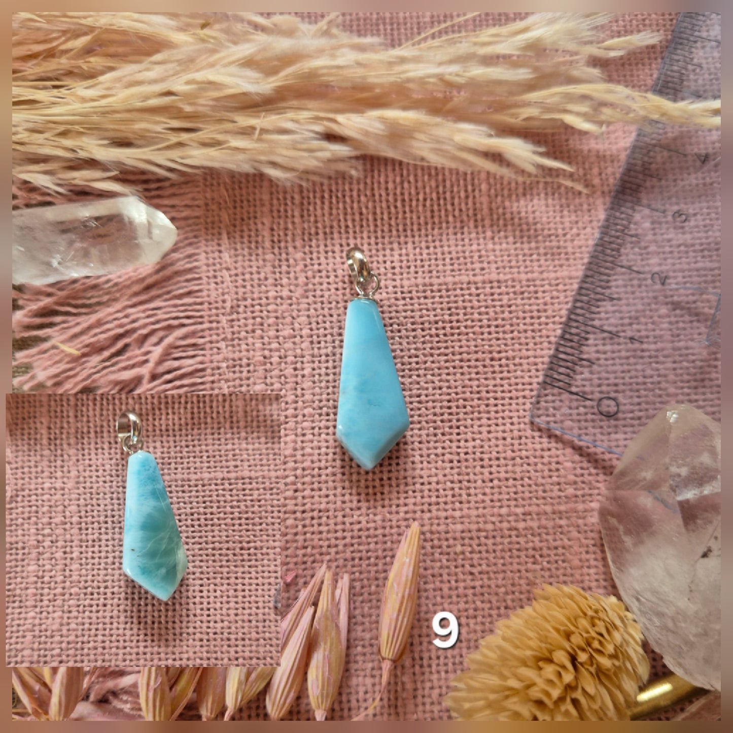 Kettenanhänger Larimar - Malachit - Bernstein