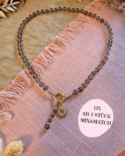 RAUCHQUARZ Mix& Match Lieblings-Kette -Die wandelbare Mix & Match Kette mit Wechselkarabiner und austauschbaren Charms