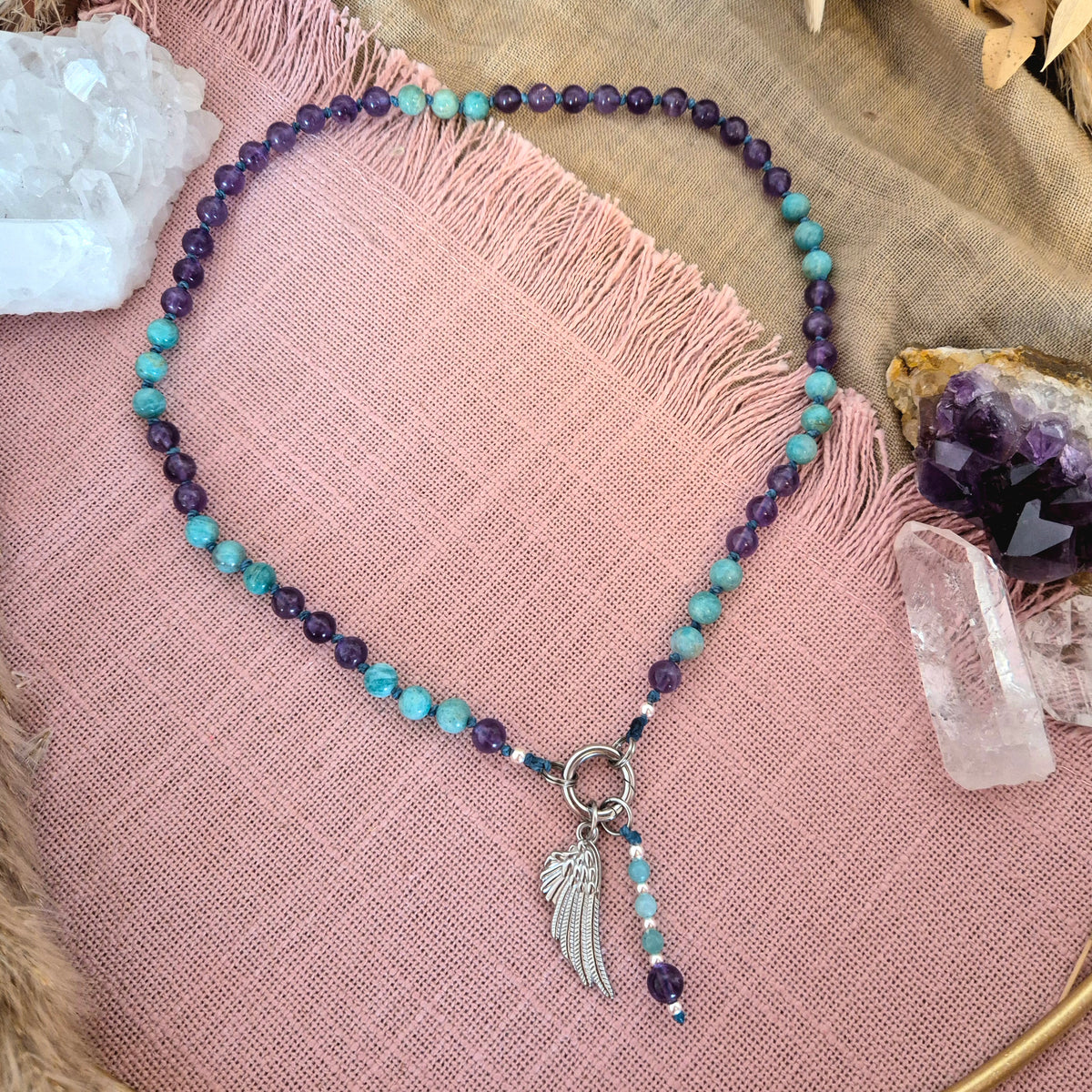SPECIAL EDITION Fee Amethyst, Amazonit | Mix& Match Lieblings-Kette -Die wandelbare Mix & Match Kette mit Wechselkarabiner und austauschbaren Charms.