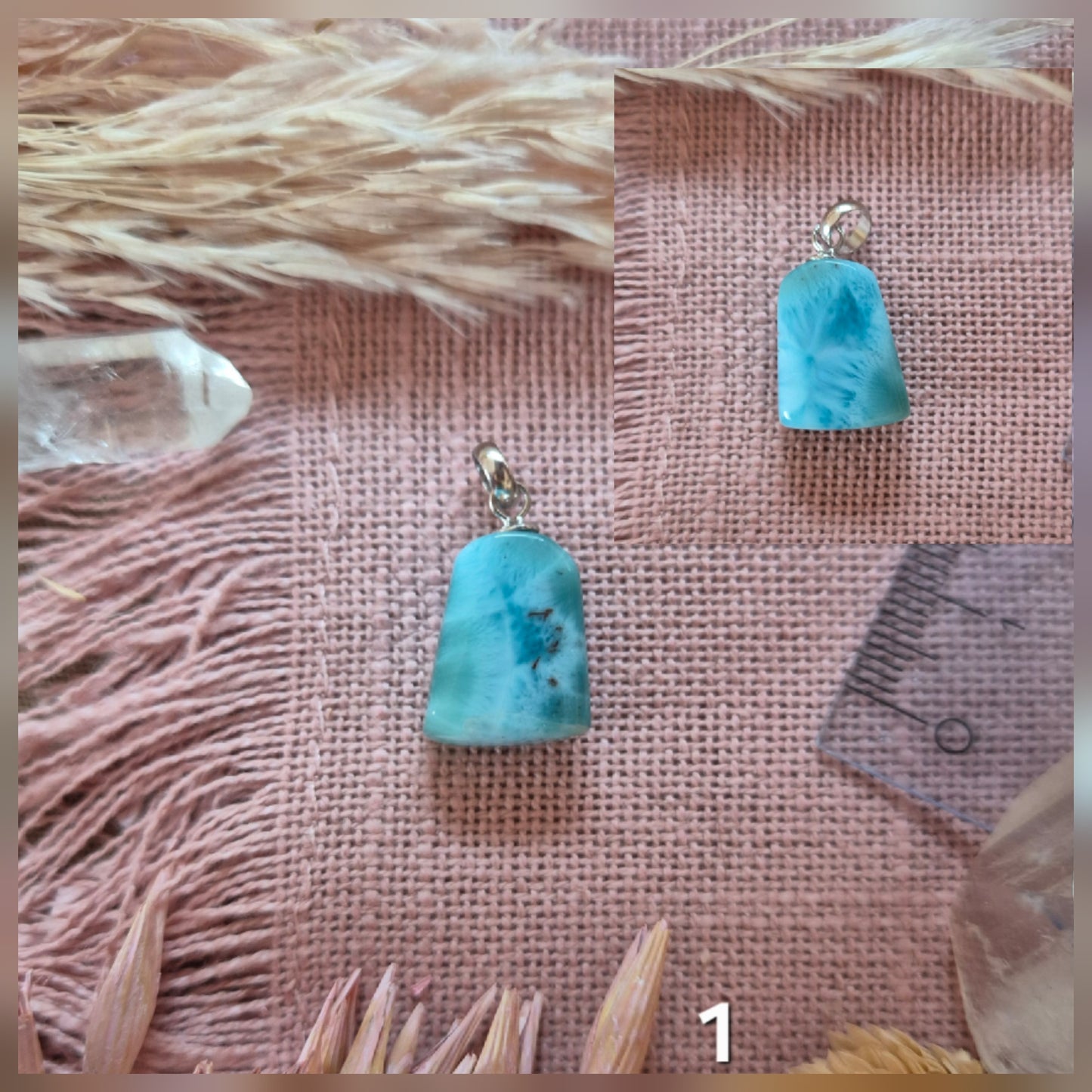 Kettenanhänger Larimar - Malachit - Bernstein