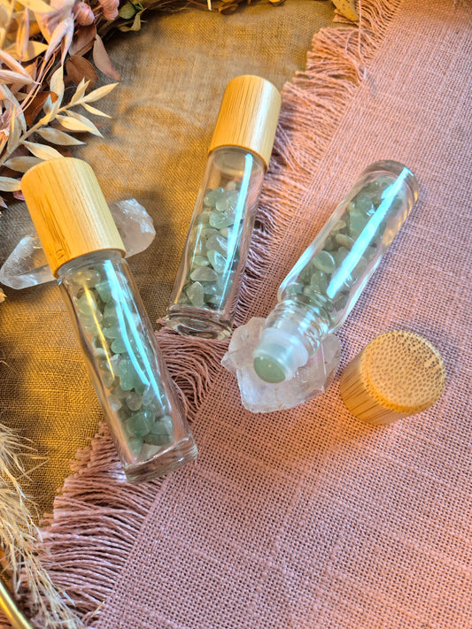 Rollerflasche für ätherisches Öl mit Edelsteinen Aventurin