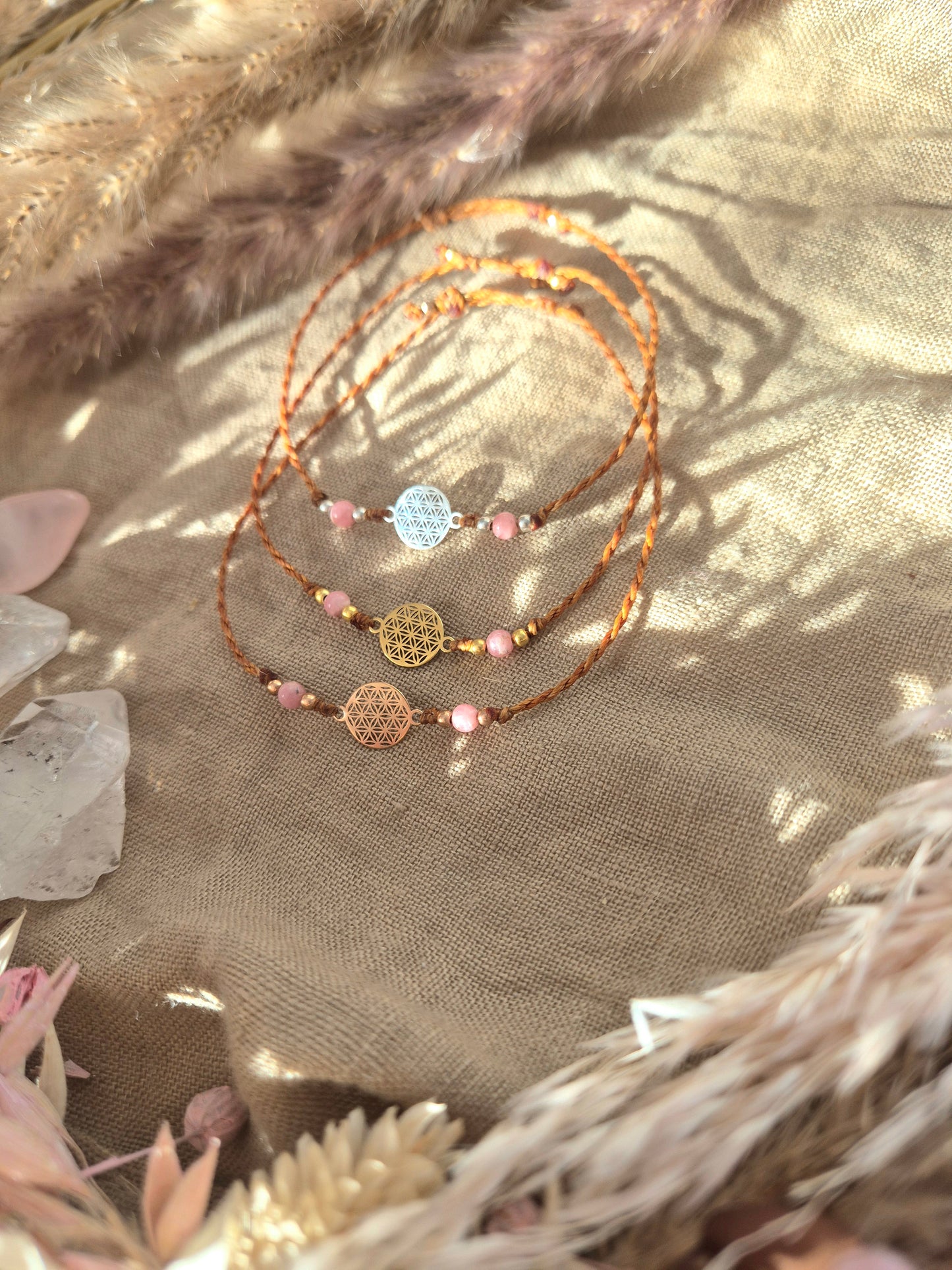 Vivara Lebensblume Kette/Armband Rhodochrosit