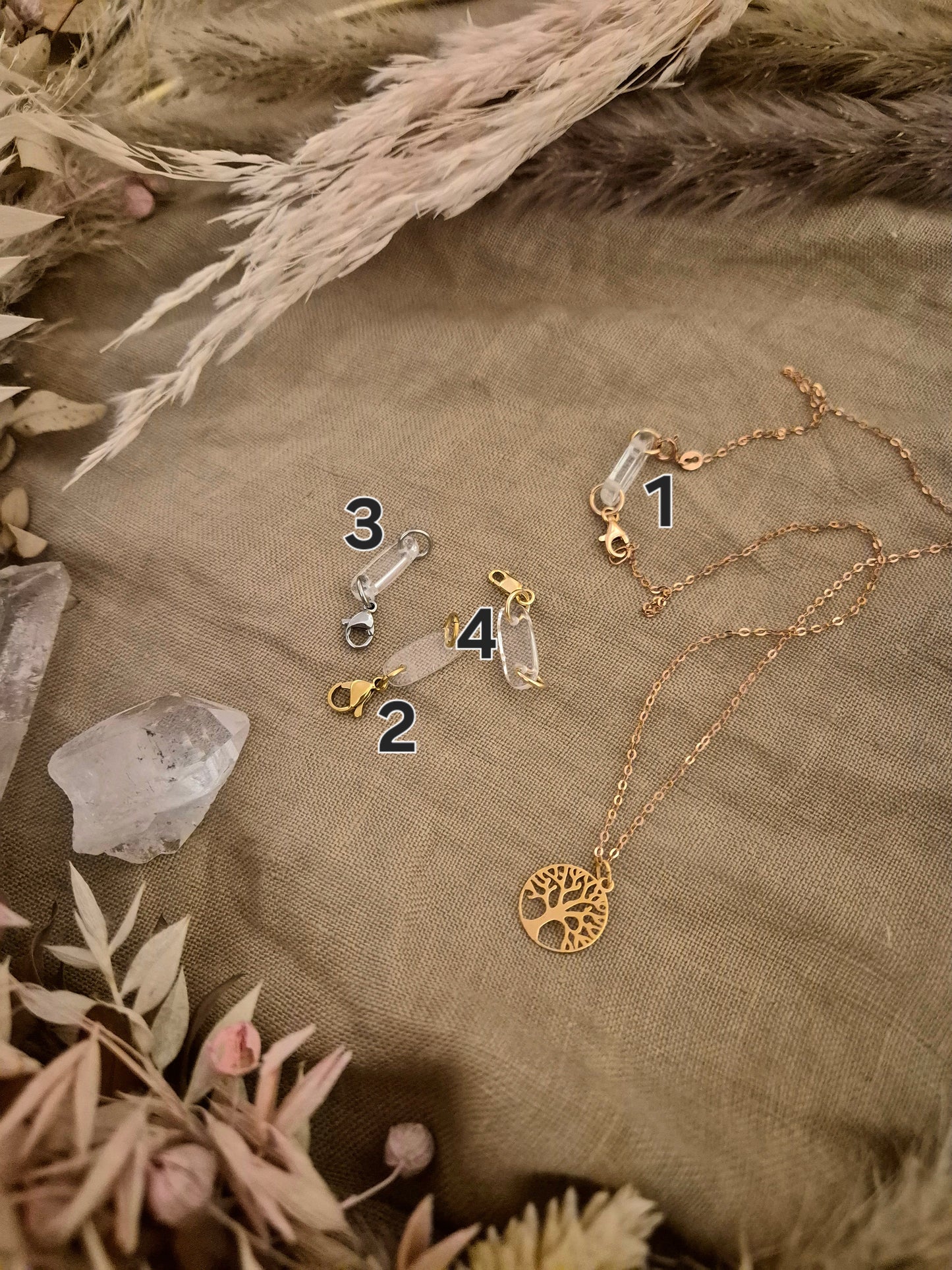 Kettenunterbrecher aus Bergkristall – GOLD - SILBER - ROSÉGOLD - GOLDFILLED