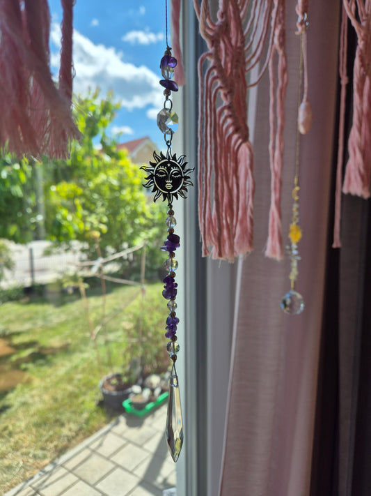 🚚 Sonnenfänger mit Amethyst & Bergkristall – Licht & Klarheit
