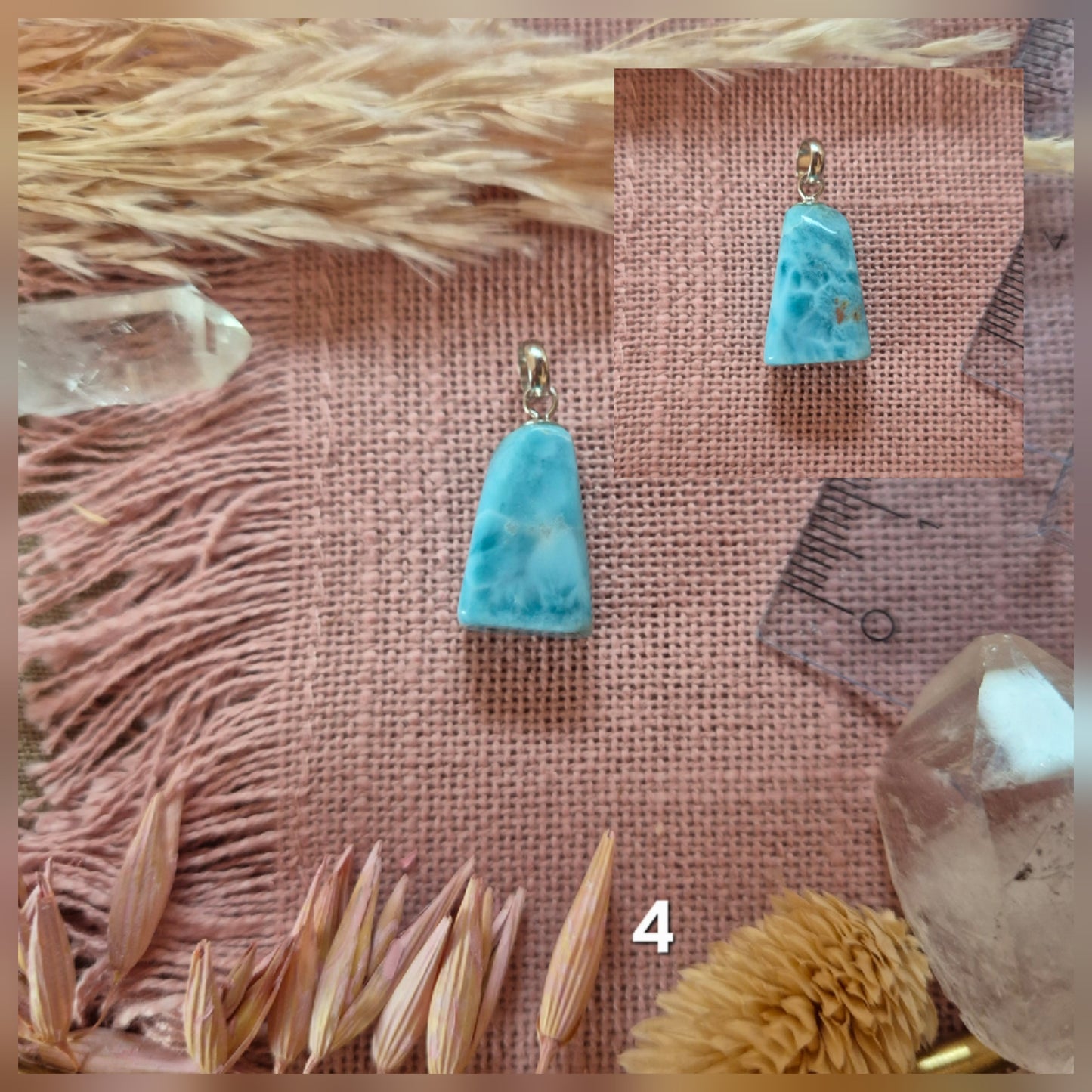 Kettenanhänger Larimar - Malachit - Bernstein