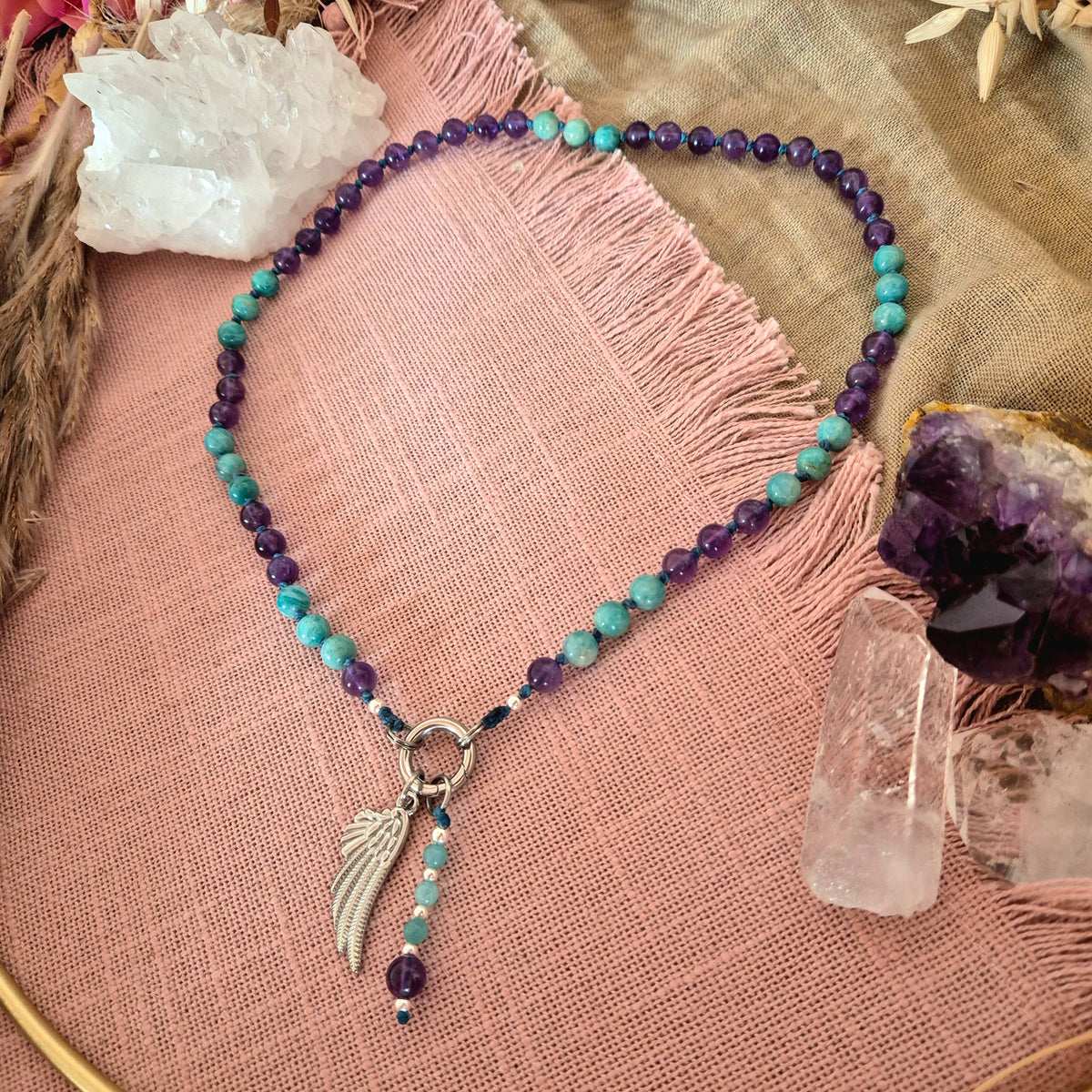 SPECIAL EDITION Fee Amethyst, Amazonit | Mix& Match Lieblings-Kette -Die wandelbare Mix & Match Kette mit Wechselkarabiner und austauschbaren Charms.
