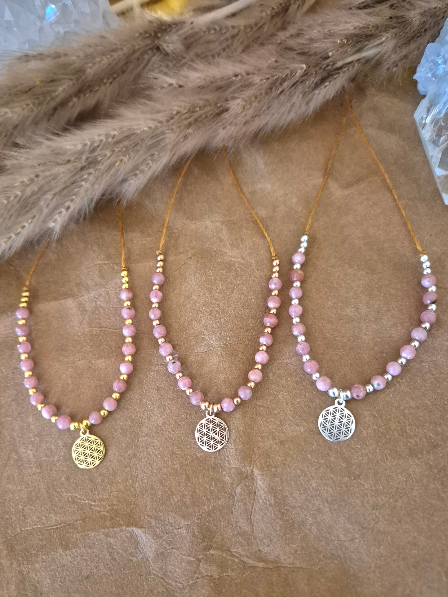 Vivara Lebensblume Kette/Armband Rhodochrosit