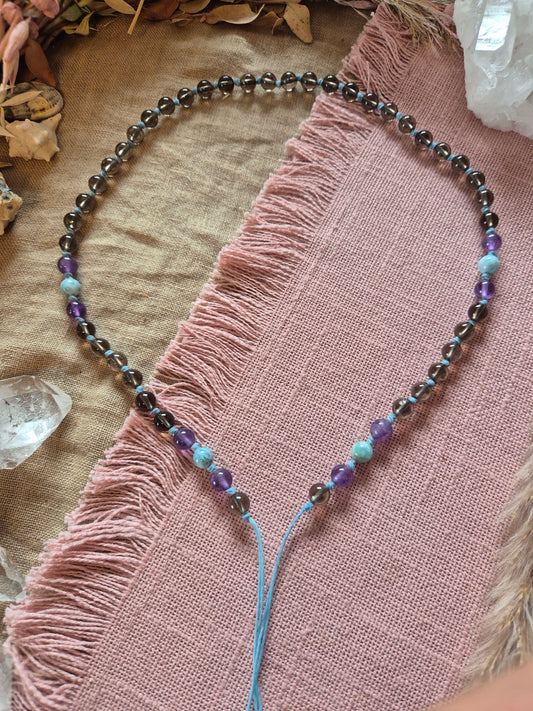 SPECIAL EDITION Silber-Gold  Larimar-Rauchquarz-Amethyst Mix & Match Lieblings-Kette -Die wandelbare Mix & Match Kette mit Wechselkarabiner und austauschbaren Charms.