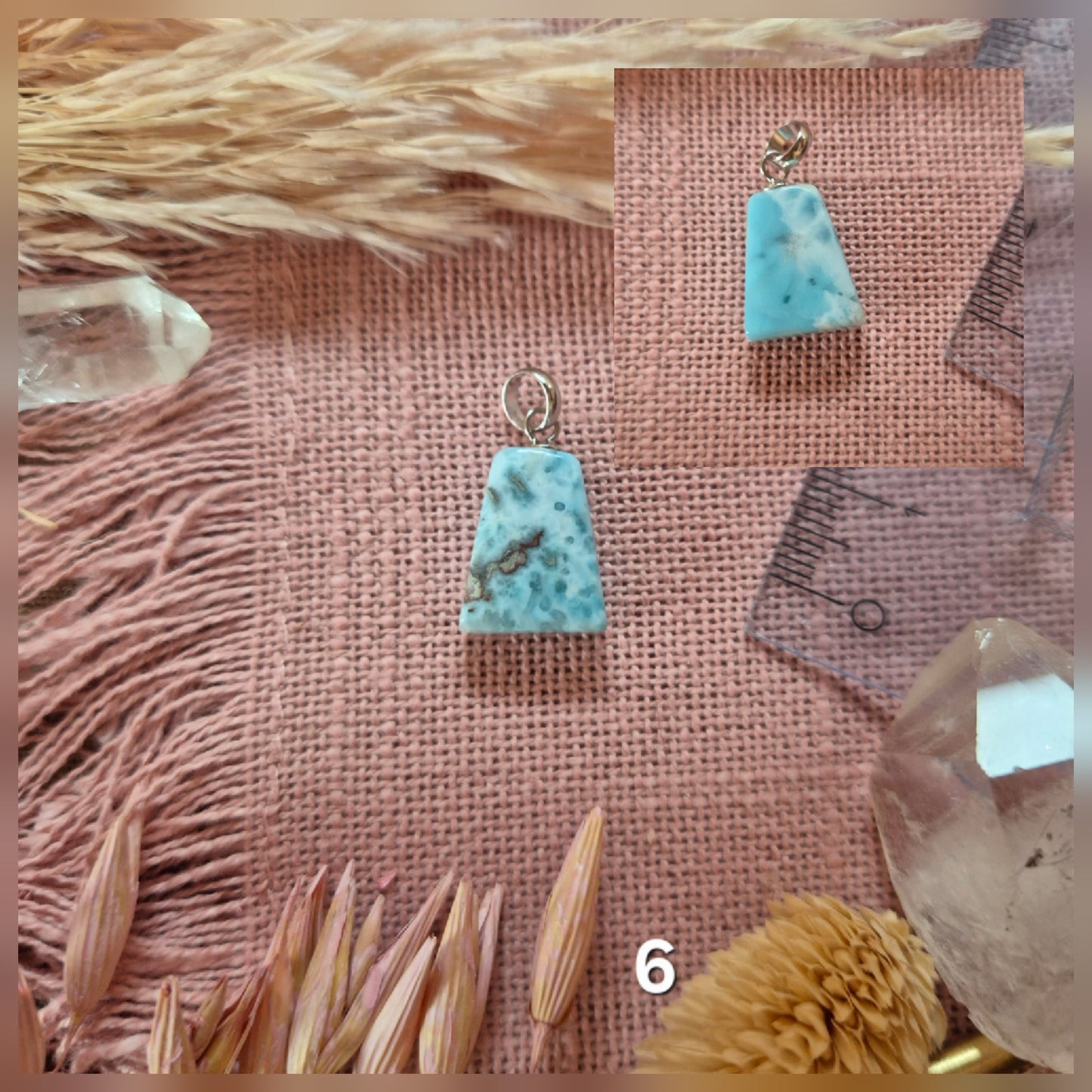 Kettenanhänger Larimar - Malachit - Bernstein