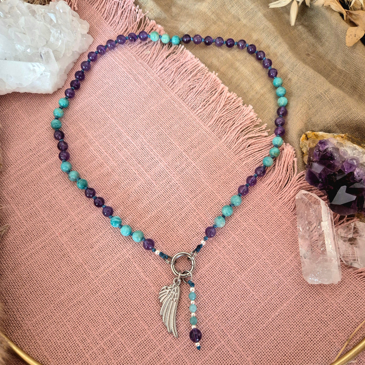 SPECIAL EDITION Fee Amethyst, Amazonit | Mix& Match Lieblings-Kette -Die wandelbare Mix & Match Kette mit Wechselkarabiner und austauschbaren Charms.