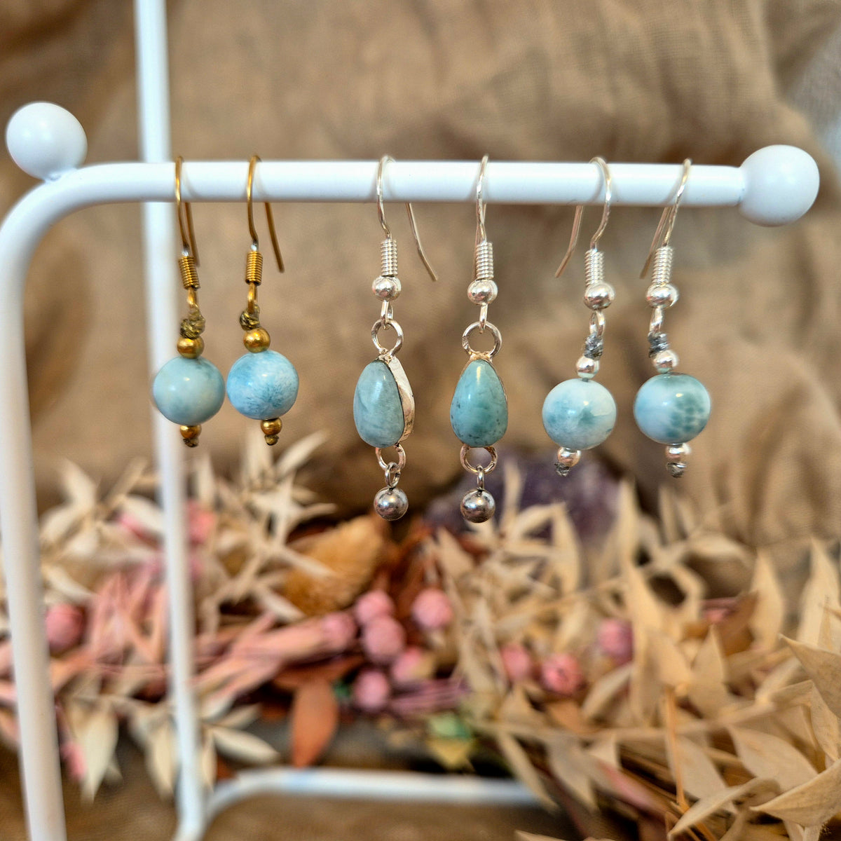 LARIMAR Ohrringe an Ohrhaken