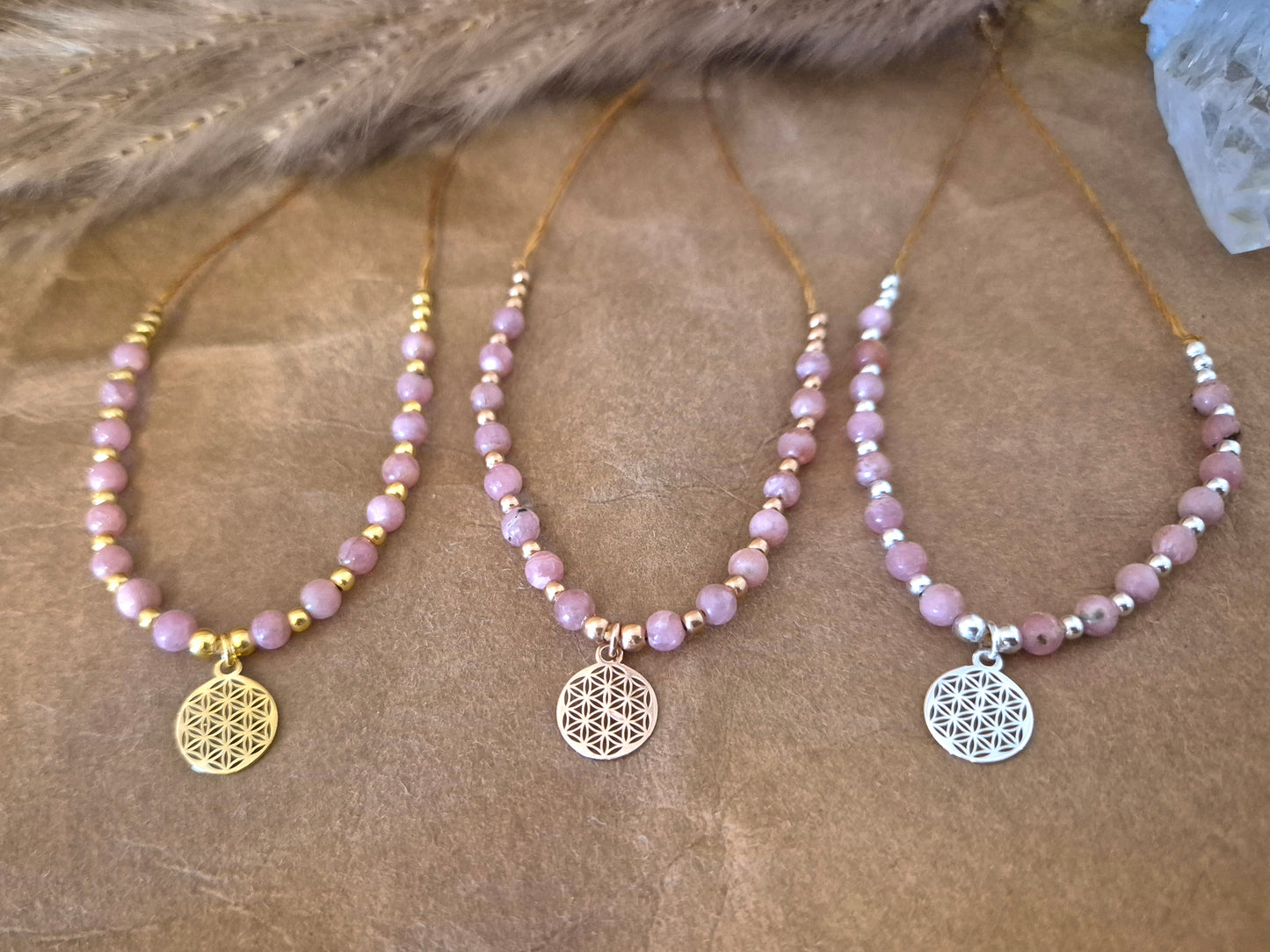 Vivara Lebensblume Kette/Armband Rhodochrosit