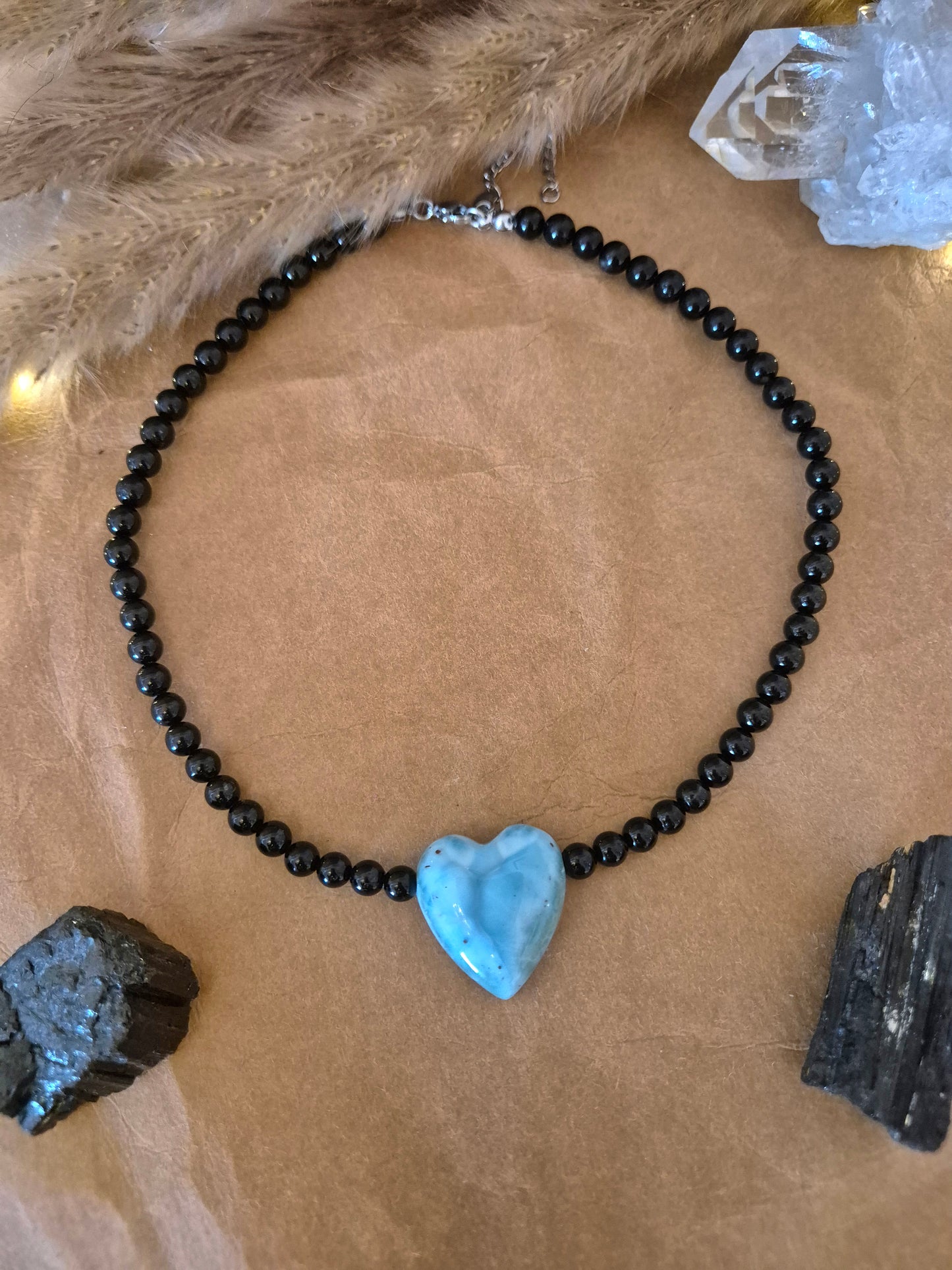 🚚NERIA Collier Larimarherz-Turmalin