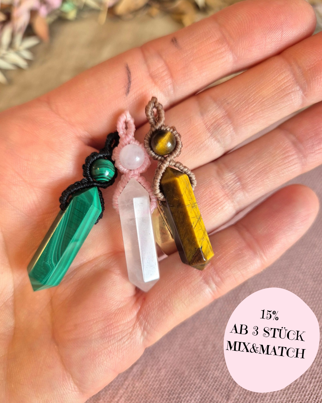 MIX&MATCH EDELSTEIN-Charm für Creolen, Mala-Ketten & Ketten mit Wechselkarabiner