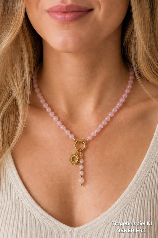 ROSENQUARZ Mix& Match Lieblings-Kette -Die wandelbare Mix & Match Kette mit Wechselkarabiner und austauschbaren Charms
