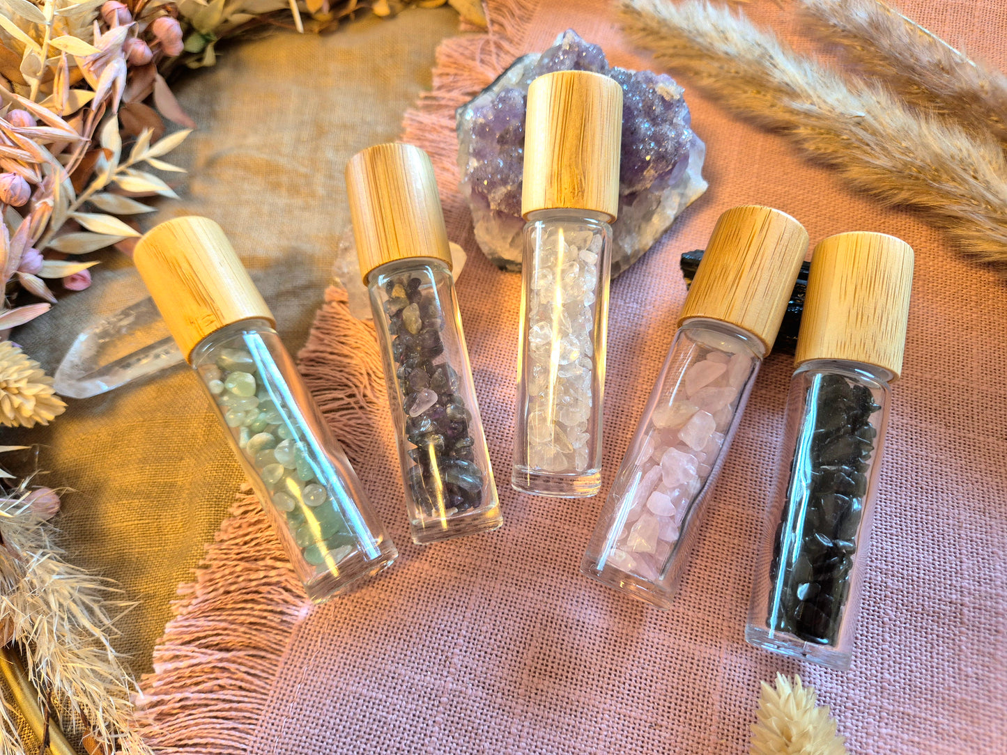 Rollerflasche für ätherisches Öl mit Edelsteinen Aventurin