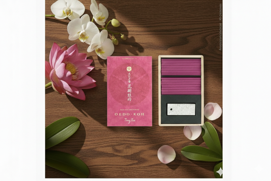 Oedo-Koh Peony Tree - Big Box | Japanische Räucherstäbchen inkl. Halterung GESCHENKSCHACHTEL