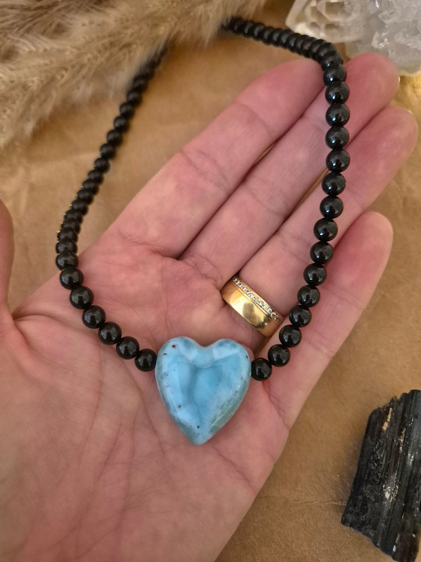 🚚NERIA Collier Larimarherz-Turmalin