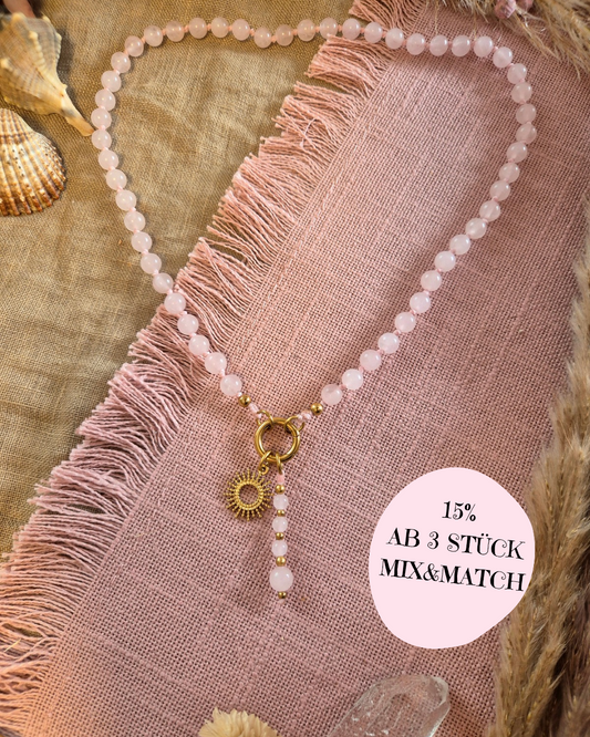ROSENQUARZ Mix& Match Lieblings-Kette -Die wandelbare Mix & Match Kette mit Wechselkarabiner und austauschbaren Charms
