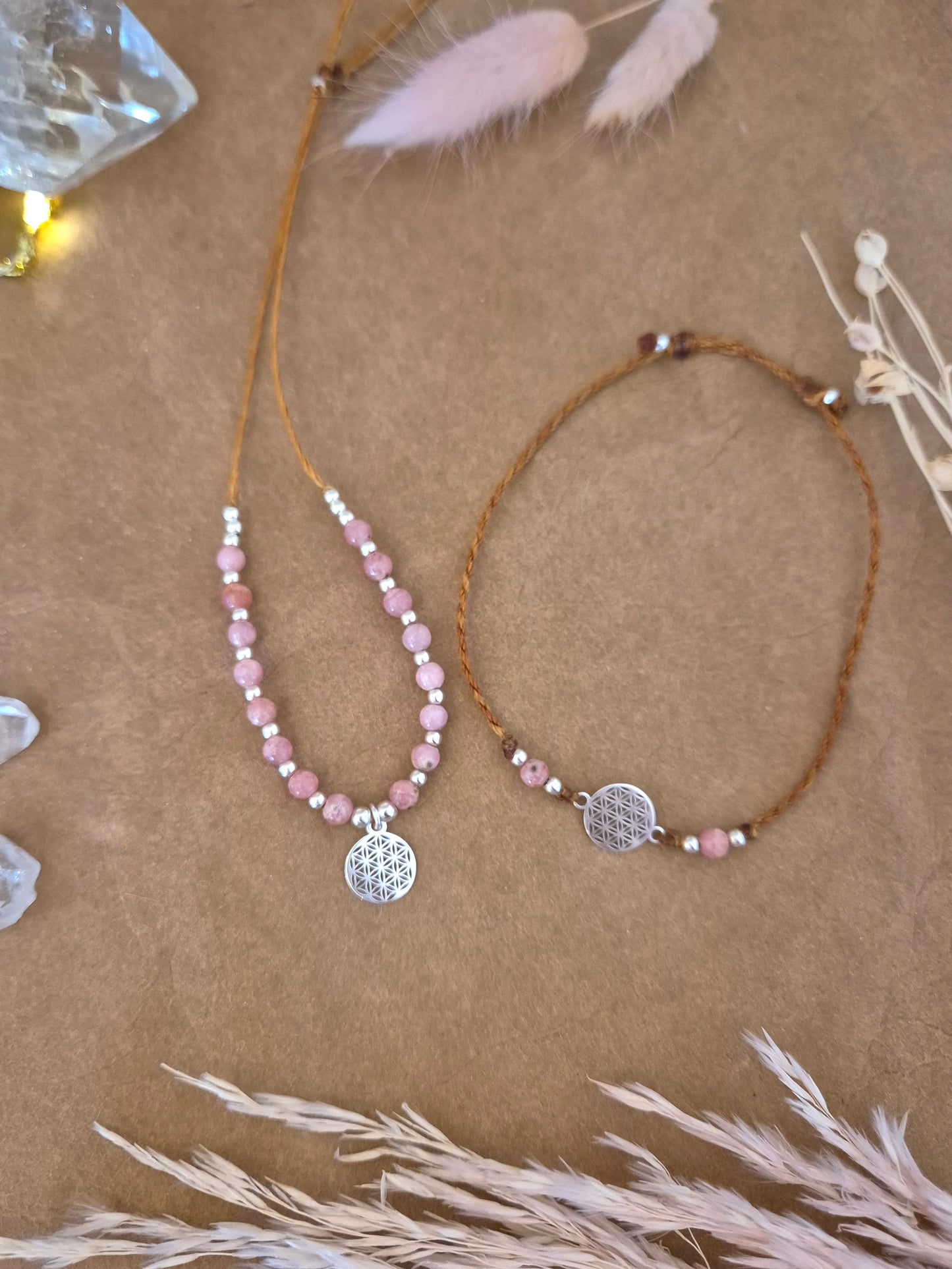 Vivara Lebensblume Kette/Armband Rhodochrosit